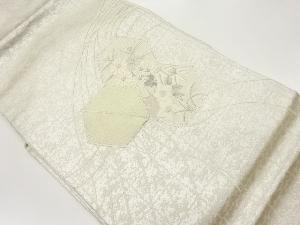 切り嵌め亀甲に草花模様刺繍名古屋帯